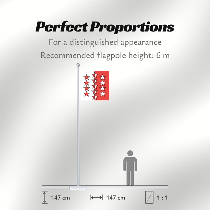Flag Proportions: Canton of Valais	Canton of Valais  Switzerland	Valais	Wallis	Vallese