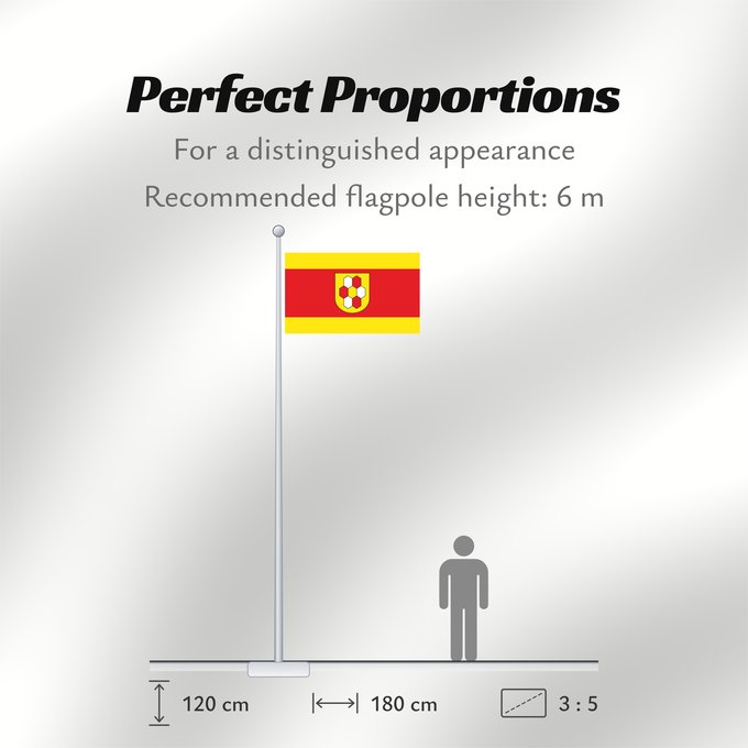 Flag Proportions: Bergkamen City of Bergkamen Ville de Bergkamen Stadt Bergkamen Gelb/Rot/Gelb im Verhältnis 1 3 1 längs gestreift gemeint ist quergestreift mit dem Stadtwappen in der Mitte