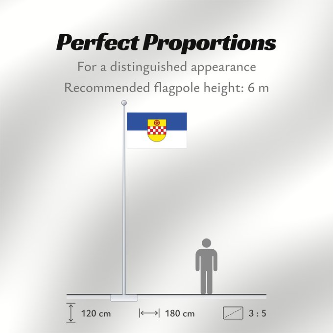 Flag Proportions: Kamen	City of Kamen	Ville de Kamen	Ciudad de Kamen	Stadt Kamen  Die Stadtflagge enthält das Stadtwappen; ihre Farben sind blau und weiß	Città di Kamen
