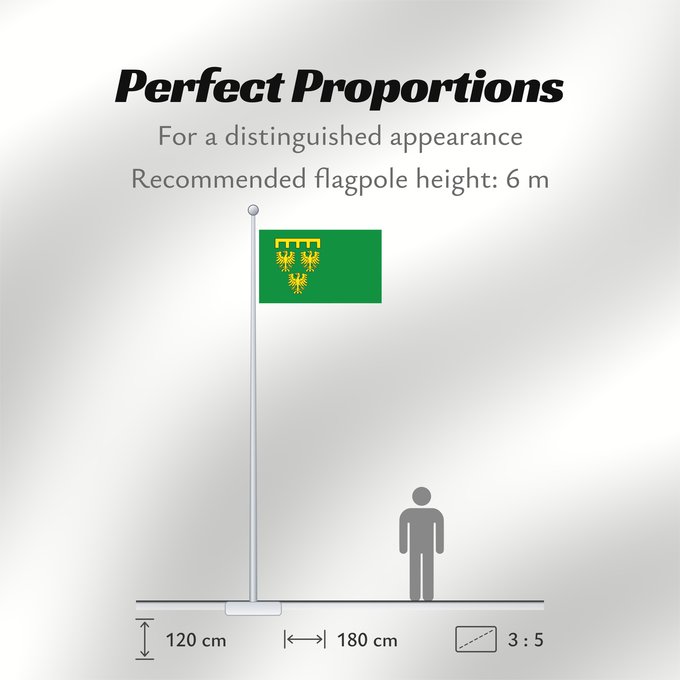 Flag Proportions: Rommerskirchen In grün das Gemeindewappen ohne Schild