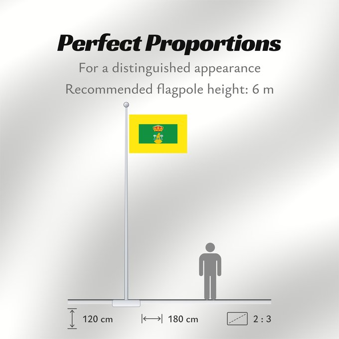 Flag Proportions: Abrucena Arms of Abla Almería province - Spain Municipio de Abrucena Almería - España Según la descripción Paño rectangular de proporciones 1 1,5 de color verde