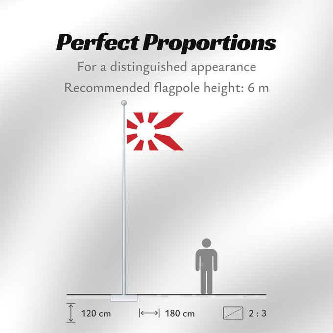Flag Proportions: Standard of Senior Captain of Imperial Japanese Navy Standard of Senior Captain Inperial Japanese Navy Étendard du capitaine principal de la Marine impériale japonaise Estandarte de Capitán Principal de la Armada Imperial Japonesa Dienstflagge des Senior