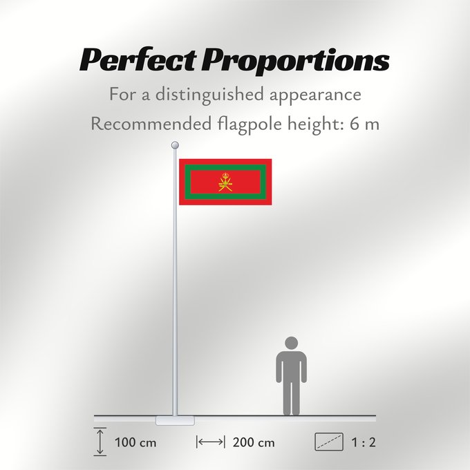 Flag Proportions: Royal Standard of Oman	Étendard Royal d'Oman	Estandarte Real de Omán	Königsstandarte des Oman	Stendardo Reale dell'Oman	Standaard van de Sultan