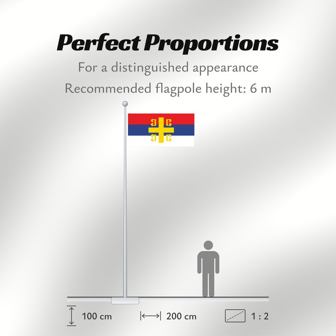 Flag Proportions: Serbian Cross alt2 Serbian nationality with the Byzantine cross Nationalité serbe - Croix byzantine Nacionalidad serbia - Cruz bizantina Serbische Nationalität - Byzantinisches Kreuz Nazionalità serba - Croce bizantina