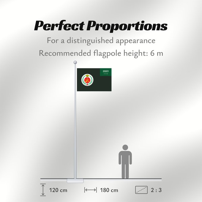 Flag Proportions: Royal Saudi Air Defense Forces Forces de défense aérienne royales saoudiennes Fuerzas de Defensa Aérea Reales Saudíes Luftverteidigungsstreitkräfte Saudi-Arabiens Forze di difesa aerea reali saudite