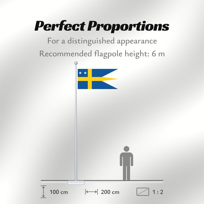 Flag Proportions: Naval Rank Flag of Sweden - Konteramiralsflagga Swedish naval rank flag for a Rear Admiral Flagga för Konteramiral/Generalmajor