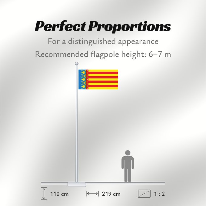 Flag Proportions: Land of Valencia  official	Land of Valencia, 1 2 ratio	Valencia Community	Comunidad Valenciana, proporciones 1 2	Valencian Community	Comunità Valenciana	D o Comunidat Balenziana	Comunidá Valenciana	Comunitat Valenciana, proporcions 1 2	Valentziako Erkideg