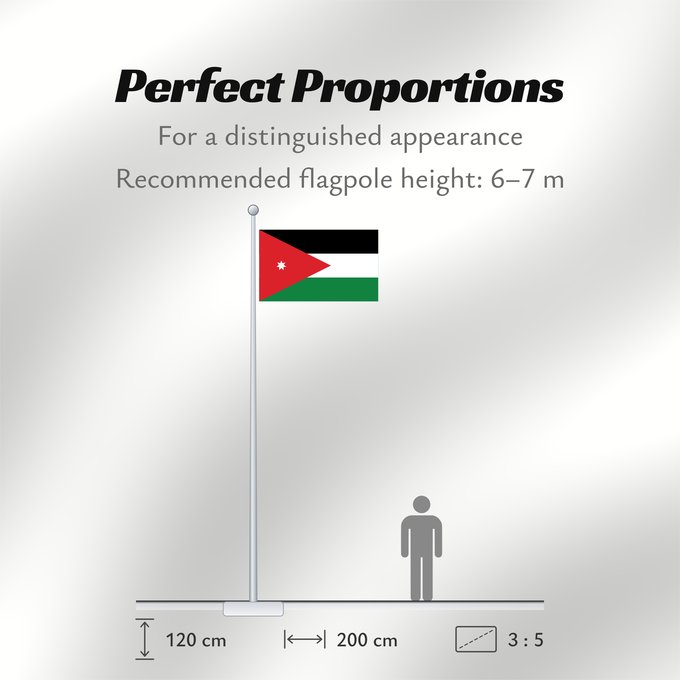 Flag Proportions: Jordan Jordanie Jordania Jordanien Giordania Jordanië علم الأردن Jordanio Iordaniei Флаг Иордании Jordanije Ürdün