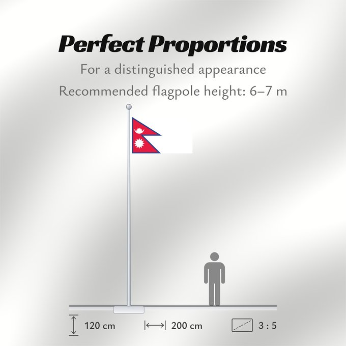 Flag Proportions: Nepal Népal علم نيبال নেপালের জাতীয় পতাকা নেপালর ফিরালহান Banniel Nepal Nepala Nepálská vlajka Σημαία του Νεπάλ Nepalo Nepali lipp Nepalgo bandera Nepalin नेपाल का ध्वज Nepál ネパールの国旗 Nepālas Знаме на Непал Nepals flagg नेपालको झण्डा Det nepalske flagget