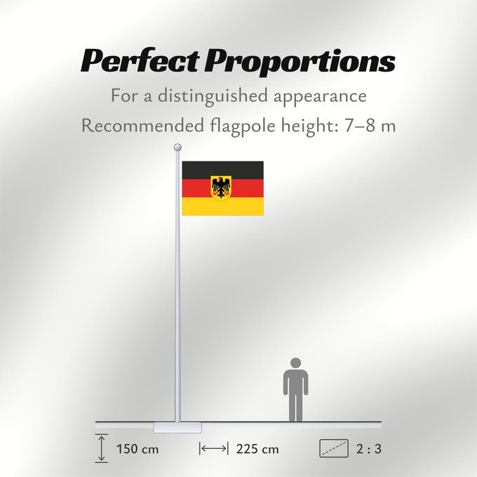 Flag Proportions: Germany state Bundesdienstflagge Flag of the federal authorities of Germany Allemagne La Bundesdienstflagge está reservada para las autoridades federales alemanas Die Bundesdienstflagge ist den deutschen Bundesbehörden vorbehalten Germania