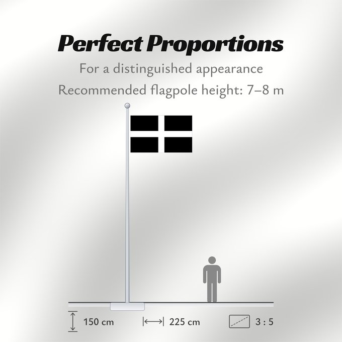 Flag Proportions: Cornwall Saint Piran s Flag, Flag of Cornwall Saint Piran, Drapeau des Cornouailles Cornualles Cornovaglia Cornwealla fana Banniel Sant Piran Cernyw Chorn Peran, Baner Kernow Cornubiae