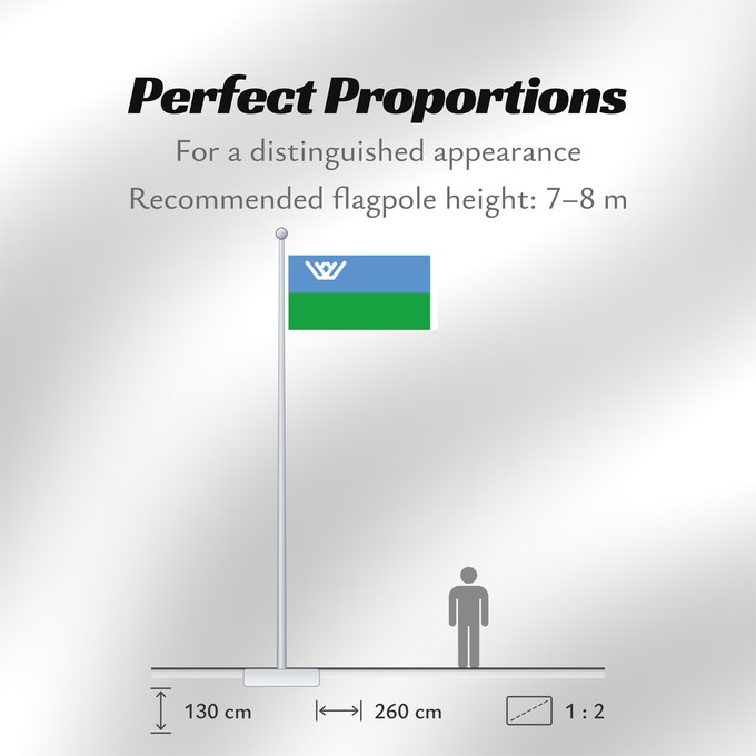 Flag Proportions: Yugra Khanty-Mansi Autonomous Okrug Le district autonome des Khantys-Mansis Iougra distrito autónomo de Janti-Mansi - Yugra Autonome Kreis der Chanten und Mansen Флаг Ханты-Мансийского автономного округа — Югры