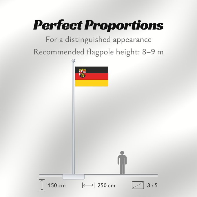 Flag Proportions: Rhineland-Palatinate Civil and state flag of the state Rhineland-Palatinate Rhénanie-Palatinat Renania-Palatinado Zivil- und Landesdienstflagge des Landes Rheinland-Pfalz Renania-Palatinato