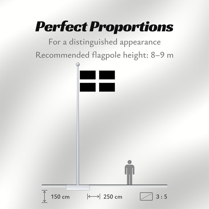 Flag Proportions: Cornwall Saint Piran s Flag, Flag of Cornwall Saint Piran, Drapeau des Cornouailles Cornualles Cornovaglia Cornwealla fana Banniel Sant Piran Cernyw Chorn Peran, Baner Kernow Cornubiae