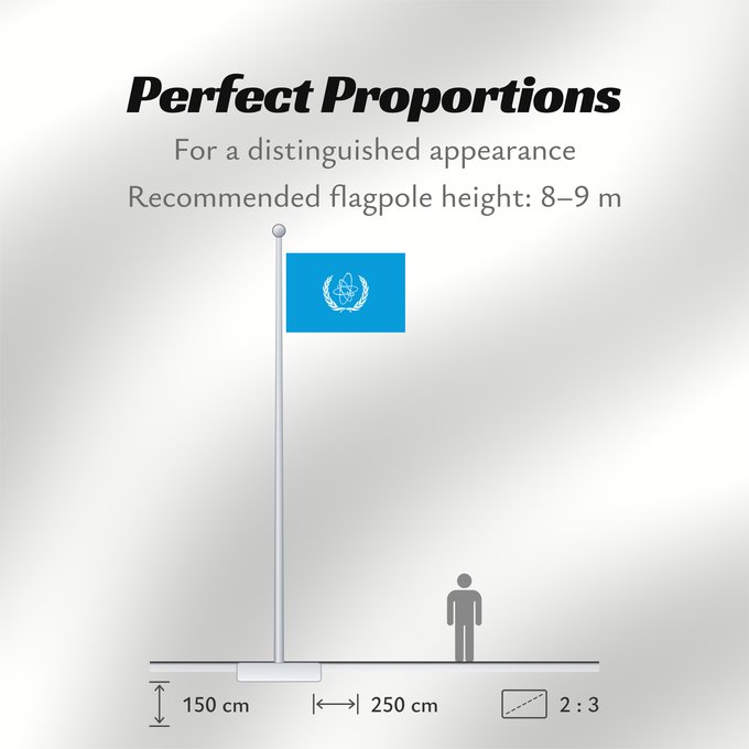 Flag Proportions: IAEA	International Atomic Energy Agency  IAEA	L Agence internationale de l énergie atomique  AIEA	Internationalen Atomenergieorganisation  IAEO