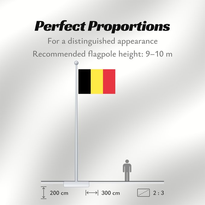Flag Proportions: Belgium civil The civil ensign and flag of Belgium Belgique Bélgica Belgien Belgio België in de verhouding 2 3, gebruikt als civiele vlag en de facto nationale vlag Belgii Belgiens Civilna zastava Belgije Флаг Бельгии