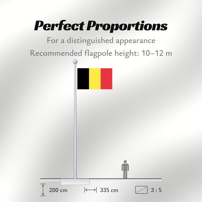 Flag Proportions: Belgium civil The civil ensign and flag of Belgium Belgique Bélgica Belgien Belgio België in de verhouding 2 3, gebruikt als civiele vlag en de facto nationale vlag Belgii Belgiens Civilna zastava Belgije Флаг Бельгии