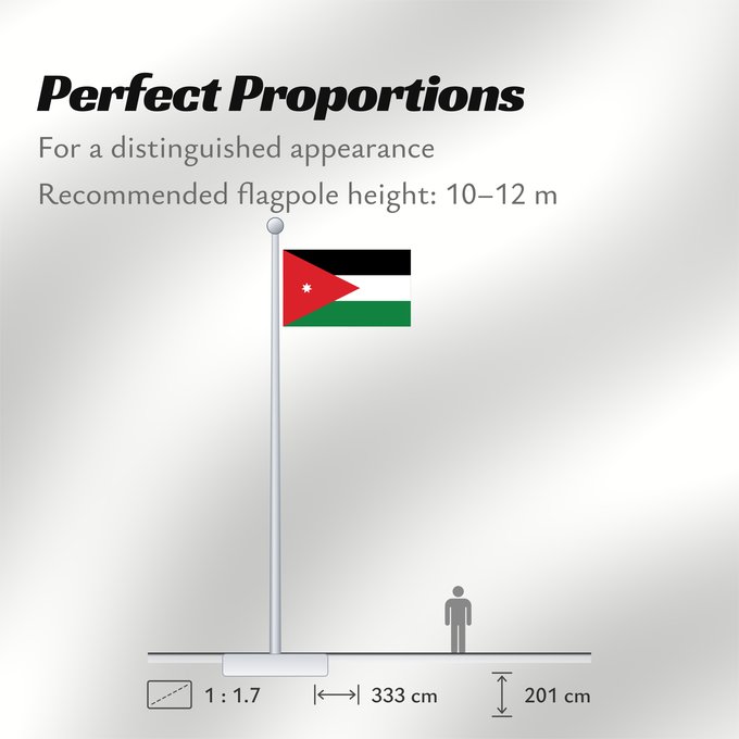 Flag Proportions: Jordan	Jordanie	Jordania	Jordanien	Giordania	Jordanië	علم الأردن	Jordanio	Iordaniei	Флаг Иордании	Jordanije	Ürdün