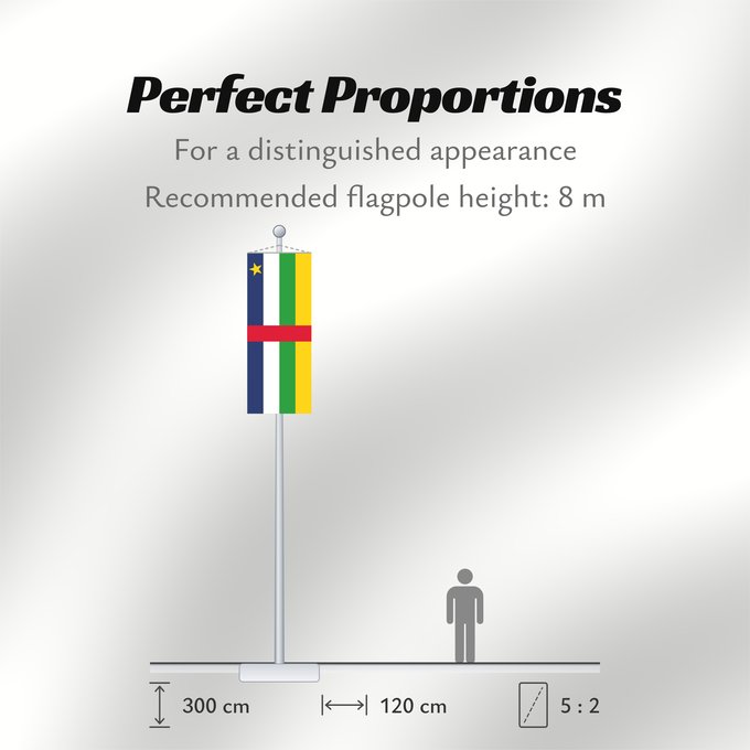 Flag Proportions: Central African Republic The proportions of this flag are 3 2; however République centrafricaine República Centroafricana Zentralafrikanischen Republik Repubblica Centrafricana Centraal-Afrikaanse Republiek علم جمهورية أفريقيا الوسطى Af den Central Afrika