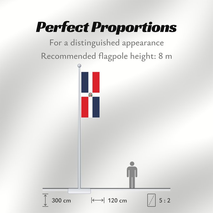 Flag Proportions: Dominican Republic	Dominican Republic has a centered white cross that extends to the edges	République dominicaine	Republica Dominicana	Dominikanischen Republik hat ein zentriertes weißes Kreuz	Repubblica Dominicana	Dominicaanse Republiek	Nacional da Repúb