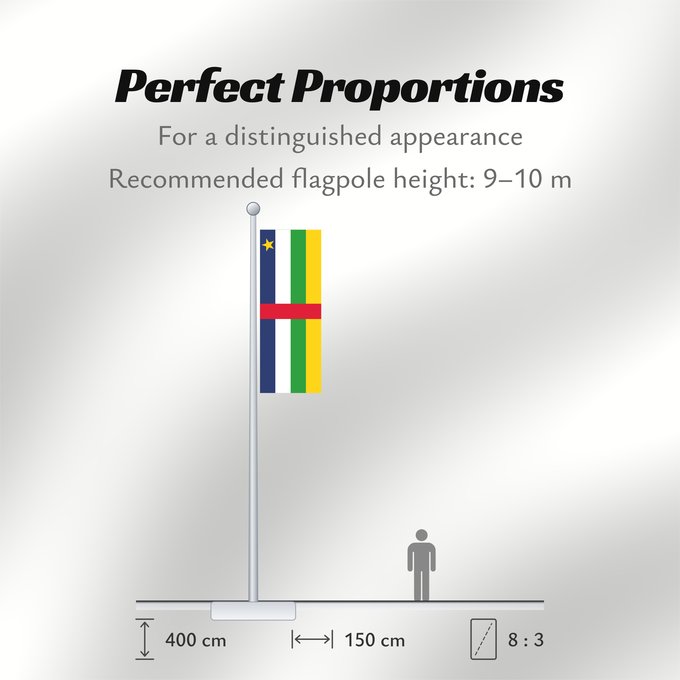 Flag Proportions: Central African Republic	The proportions of this flag are 3 2; however	République centrafricaine	República Centroafricana	Zentralafrikanischen Republik	Repubblica Centrafricana	Centraal-Afrikaanse Republiek	علم جمهورية أفريقيا الوسطى	Af den Central Afrika