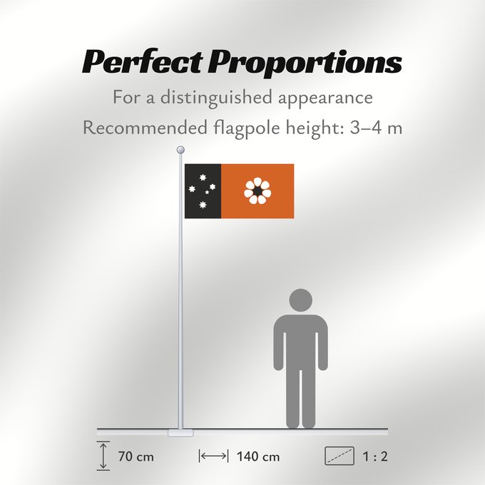 Flag Proportions: Northern Territory Northern Territory adopted on July 1, 1978 on the first day of self-government was designed by the Australian artist Robert Ingpen Territoire du Nord Territorio del Norte