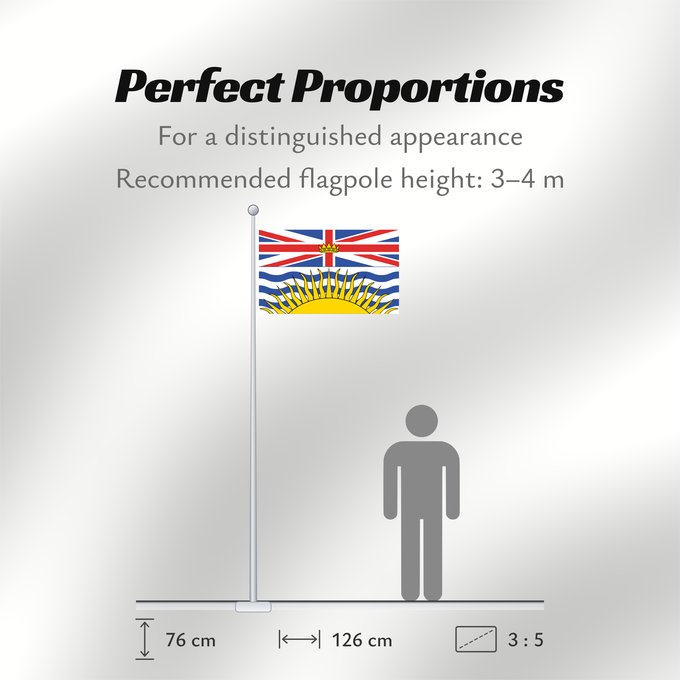 Flag Proportions: British Columbia	Colombie-Britannique	Columbia Británica	Columbia Britannica	Banniel proviñs Kolombia Vreizhveuriat  British Columbia