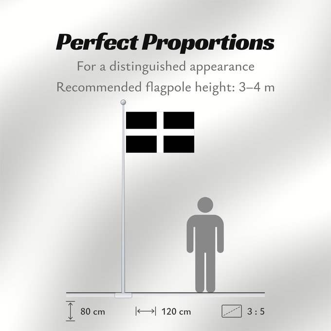Flag Proportions: Cornwall Saint Piran s Flag, Flag of Cornwall Saint Piran, Drapeau des Cornouailles Cornualles Cornovaglia Cornwealla fana Banniel Sant Piran Cernyw Chorn Peran, Baner Kernow Cornubiae