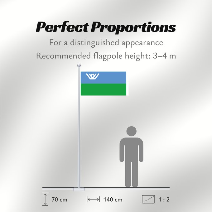 Flag Proportions: Yugra Khanty-Mansi Autonomous Okrug Le district autonome des Khantys-Mansis Iougra distrito autónomo de Janti-Mansi - Yugra Autonome Kreis der Chanten und Mansen Флаг Ханты-Мансийского автономного округа — Югры