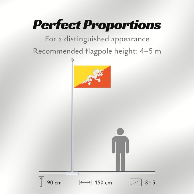 Flag Proportions: Bhutan Bhoutan Bután Butão علم بوتان ভূটানের পতাকা ཧྥ་རན་ས་ཀྱི་དར་ཆ། Bhutani lipp Bhutanin Watawat ng Bhutan भूटान का ध्वज Флаг Бутана Butana Bhutans Bhutanu ธงชาติ ประเทศภูฏาน