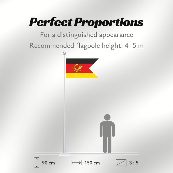 Flag Proportions: German post president	President of the German Post Service (1950–1994)	Drapeau du président du service postal allemand (1950-1994)	Bandera del presidente del Servicio Postal Alemán (1950-1994)	Am Dienstkraftwagen der Präsidenten des OPDn	Bandiera del pres
