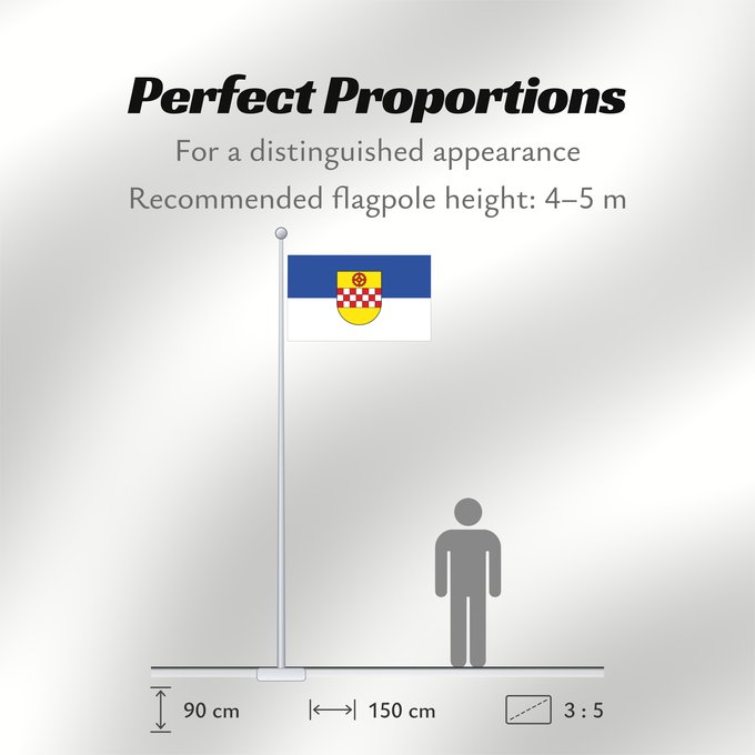 Flag Proportions: Kamen	City of Kamen	Ville de Kamen	Ciudad de Kamen	Stadt Kamen  Die Stadtflagge enthält das Stadtwappen; ihre Farben sind blau und weiß	Città di Kamen