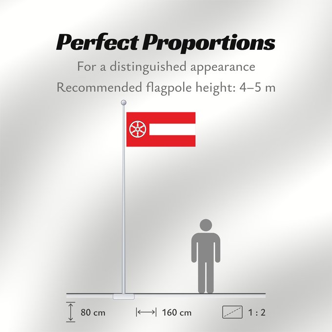 Flag Proportions: Kreisfreien Stadt Erfurt laut Hauptsatzung German city of Erfurt The flag shows three horizontal stripes of equal width in the colours red over white over red and a red vertical stripe on the leech Ville allemande d’Erfurt Erfurt Kreisfreien Stadt Erfurt