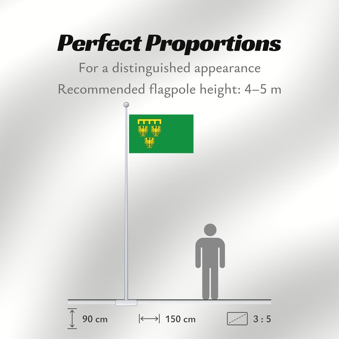Flag Proportions: Rommerskirchen	In grün das Gemeindewappen ohne Schild