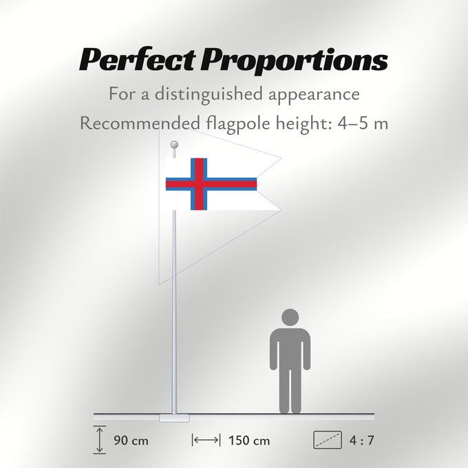 Flag Proportions: Faroe Islands tail Faroe Islands (swallowtailed, unofficial) Îles Féroé (à queue d'aronde, non officiel) Islas Feroe (cola de golondrina, no oficial) Färöer (Schwalbenschwanz, inoffiziell) Isole Faroe (a coda di rondine, non ufficiale) Swallowtailed flag