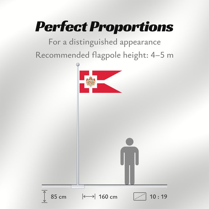 Flag Proportions: Royal Standard of Denmark Étendard Royal du Danemark Estandarte Real de Dinamarca Königsstandarte von Dänemark Stendardo Reale di Danimarca Det danske kongeflag