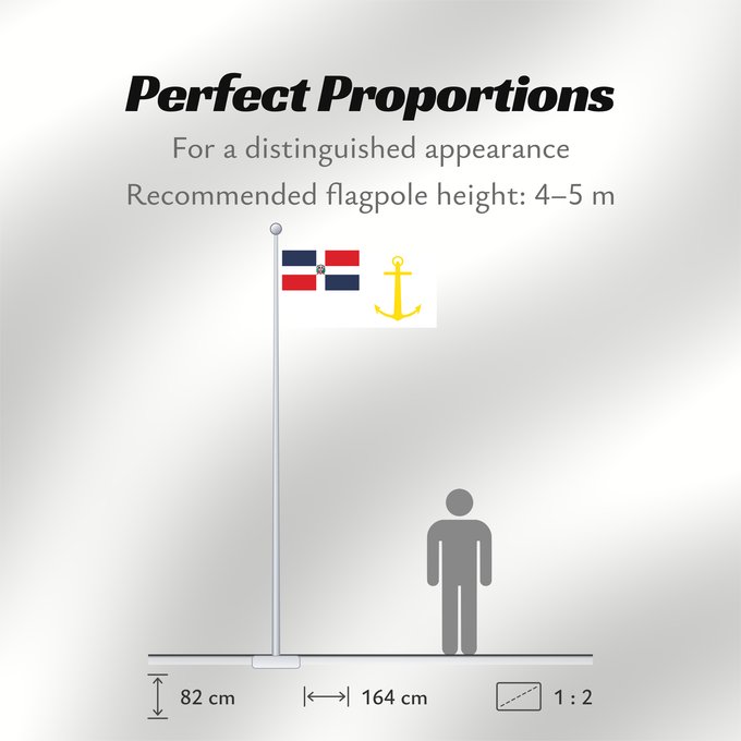 Flag Proportions: Presidential Standard of the Dominican Republic  At Sea	Presidential Standard of the Dominican Republic (At Sea)	Étendard présidentiel de la République Dominicaine (en mer)	Estandarte Presidencial de la República Dominicana (en el mar)	Präsidentenstandart