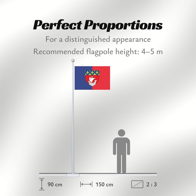 Flag Proportions: Paris with shield Paris avec blason París con escudo Paris mit Wappen Parigi con stemma Vectorized image of the FOTW site flag of Paris
