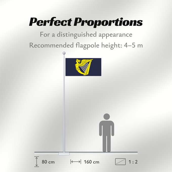 Flag Proportions: Blue winged-maiden harp Royal Standard of the United Kingdom (third quartering) Étendard royal du Royaume-Uni (troisième quartier) Estandarte Real del Reino Unido (tercer cuartel) Königsstandarte des Vereinigten Königreichs (drittes Viertel) Stendardo Rea