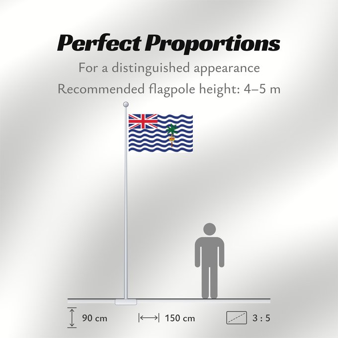 Flag Proportions: Commissioner of the British Indian Ocean Territory British Indian Ocean Territory Territoire britannique de l océan Indien Territorio Británico del Océano Índico Britisches Territorium im Indischen Ozean Territorio Britannico dell Oceano Indiano Bryttisca