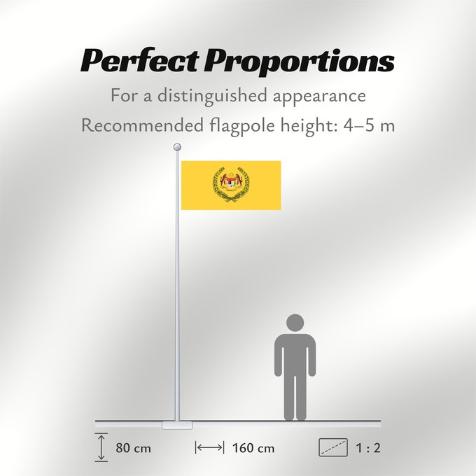 Flag Proportions: Supreme Head of Malaysia Chef suprême de Malaisie Jefe Supremo de Malasia Oberster Herrscher von Malaysia Capo supremo della Malesia Yang di-Pertuan Agong / بنديرا يڠ د-ڤرتوان اݢوڠ