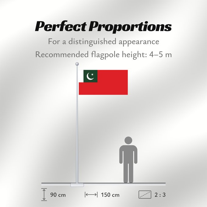 Flag Proportions: Civil Ensign of Pakistan Pavillon civil du Pakistan Bandera de proa civil de Pakistán Zivile Flagge Pakistans Bandiera civile del Pakistan
