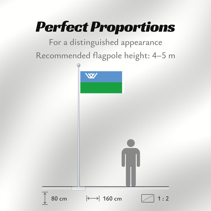 Flag Proportions: Yugra Khanty-Mansi Autonomous Okrug Le district autonome des Khantys-Mansis Iougra distrito autónomo de Janti-Mansi - Yugra Autonome Kreis der Chanten und Mansen Флаг Ханты-Мансийского автономного округа — Югры