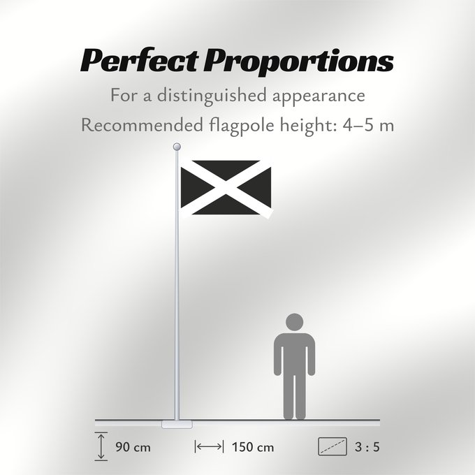 Flag Proportions: Black St. Andrew White on black St Croix de Saint-André (Blanc sur Noir) Cruz de San Andrés (Blanco sobre Negro) Andreaskreuz (Weiß auf Schwarz) Croce di Sant'Andrea (Bianco su Nero) Чёрный флаг с белым Андреевским крестом