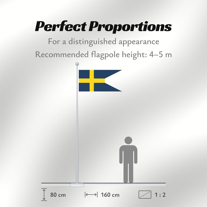 Flag Proportions: Sweden  1562–1650	Swallow-tailed flag used between the reign of Gustav I of Sweden until c	Suède (1562–1650)	Suecia (1562–1650)	Schweden (1562–1650)	Svezia (1562–1650)
