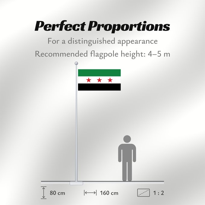 Flag Proportions: Syria  1930–1958, 1961–1963	The Syrian Independence flag	Syrie (1930–1958, 1961–1963)	Siria (1930–1958, 1961–1963)	Syrien (1930–1958, 1961–1963)