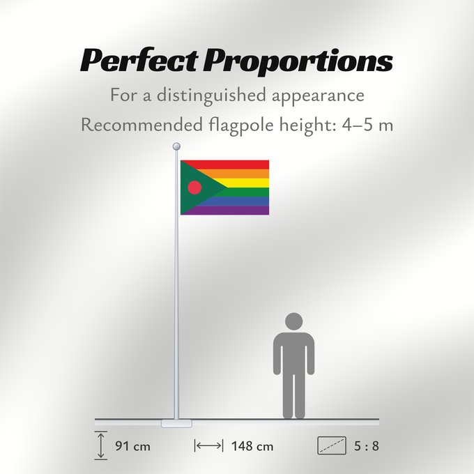 Flag Proportions: Bangladesh LGBT rainbow Bangladesh LGBT rainbow flag Drapeau arc-en-ciel LGBT du Bangladesh Bandera arcoíris LGBT de Bangladesh Bangladesch LGBT Regenbogenflagge Bandiera arcobaleno LGBT del Bangladesh A rainbow flag for Bangladeshi LGBT people designed b