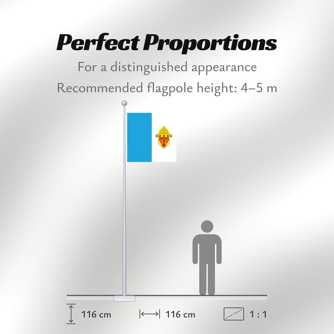 Flag Proportions: Roman Catholic Archdiocese of Chicago	A representation of the flag of the Roman Catholic Archdiocese of Chicago in Illinois	Archidiocèse catholique romain de Chicago	Archidiócesis Católica Romana de Chicago	Römisch-katholisches Erzbistum Chicago	Arcidioce