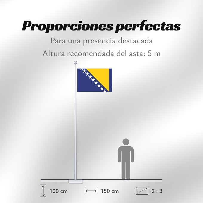 Proporciones de la bandera: Bosnia and Herzegovina Bosnie-Herzégovine Bosnia y Herzegovina Bosnien und Herzegowina Bosnia-Erzegovina Bosnië en Herzegovina Bośni i Hercegowiny علم البوسنة والهرسك Bosne i Hercegovine Bosny a Hercegoviny Боснꙑ ꙁнамѧ / Ⰱⱁⱄⱀⱏⰺ ⰸⱀⰰⰿⱔ Bosnien-Hercegovinas