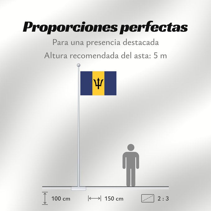 Proporciones de la bandera: Barbados	Barbade	Barbado	Barbadoksen	Ala Barbadosê	Флаг Барбадоса	Barbadosa